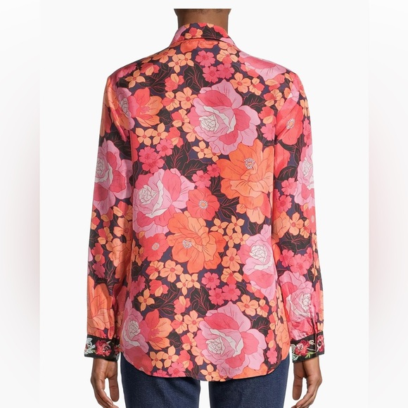 Johnny Was Becca Button Down Shirt Medium Silk - Picture 14 of 16